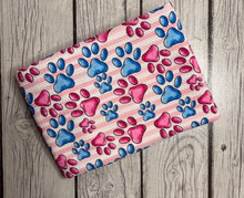 Load image into Gallery viewer, Ready to Ship Bullet Striped Pink Blue Paws Animals makes great bows, head wraps, bummies, and more.