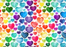 Load image into Gallery viewer, Ready to Ship DBP Multi-Color Rainbow Hearts Shapes makes great bows, head wraps, bummies, and more.