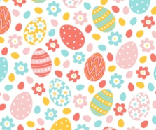Pre-Order Rainbow Floral Easter Eggs Bullet, DBP, Rib Knit, Cotton Lycra + other fabrics