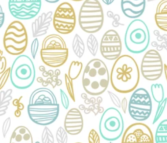 Pre-Order Doodle Easter Eggs Boy Prints Bullet, DBP, Rib Knit, Cotton Lycra + other fabrics
