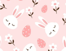 Pre-Order Pink Floral Easter Bunny Bullet, DBP, Rib Knit, Cotton Lycra + other fabrics