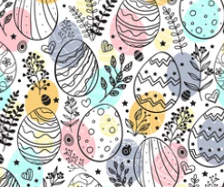 Pre-Order Watercolor Floral Easter Eggs Bullet, DBP, Rib Knit, Cotton Lycra + other fabrics