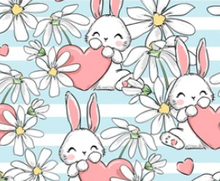 Load image into Gallery viewer, Pre-Order Striped Easter Bunny Daisy Floral Animals Bullet, DBP, Rib Knit, Cotton Lycra + other fabrics