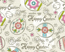 Pre-Order Happy Easter Eggs Floral Bullet, DBP, Rib Knit, Cotton Lycra + other fabrics