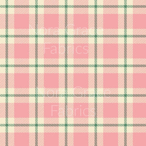 Pre-Order Pink & Green Gingham Plaid Shapes Bullet, DBP, Rib Knit, Cotton Lycra + other fabrics