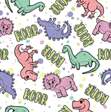 Pre-Order Pastel Roar Dinosaurs Boy Print Animals Bullet, DBP, Rib Knit, Cotton Lycra + other fabrics