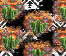 Load image into Gallery viewer, Pre-Order Aztec Western Cactus Floral Bullet, DBP, Rib Knit, Cotton Lycra + other fabrics