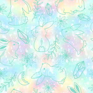 Pre-Order Pastel Paint Splat Easter Bunny Floral Bullet, DBP, Rib Knit, Cotton Lycra + other fabrics