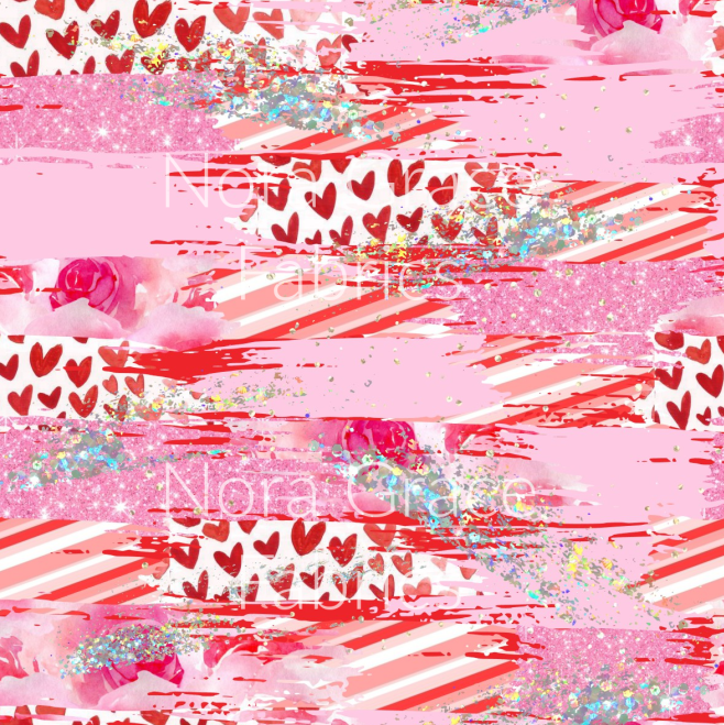 Pre-Order Bullet, DBP, Velvet and Rib Knit fabric Valentine Brushstrokes Floral Shapes makes great bows, head wraps, bummies, and more.