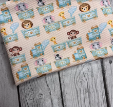 Load image into Gallery viewer, Ready to Ship Bullet Cute Circus Train Animals Baby Print makes great bows, head wraps, bummies, and more.