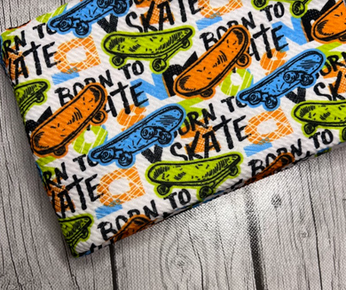 Ready to Ship Bullet Born to Skate Boy Print makes great bows, head wraps, bummies, and more.