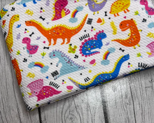 Load image into Gallery viewer, Pre-Order Rainbow Seasons Dino Animals Bullet, DBP, Rib Knit, Cotton Lycra + other fabrics