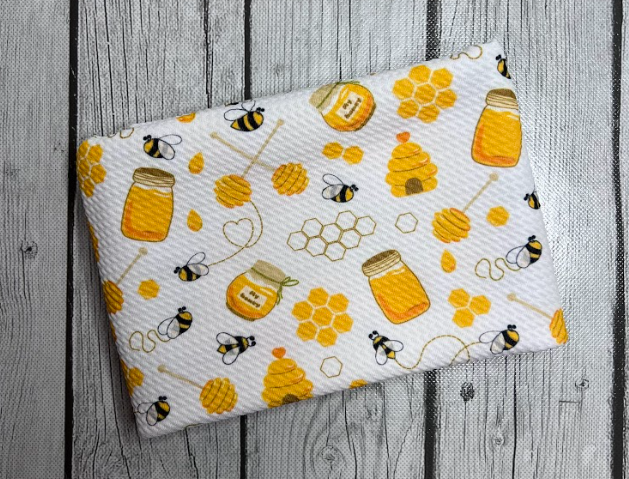 Pre-Order Honeycomb Bumble Bees Animals Bullet, DBP, Rib Knit, Cotton Lycra + other fabrics