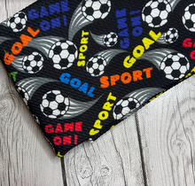 Load image into Gallery viewer, Pre-Order Soccer Goal Sports/Teams Boy Print Bullet, DBP, Rib Knit, Cotton Lycra + other fabrics