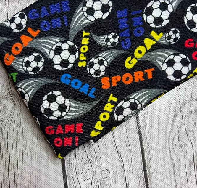 Pre-Order Soccer Goal Sports/Teams Boy Print Bullet, DBP, Rib Knit, Cotton Lycra + other fabrics