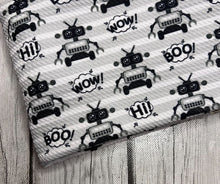 Load image into Gallery viewer, Pre-Order Striped Robots Boy Print Bullet, DBP, Rib Knit, Cotton Lycra + other fabrics