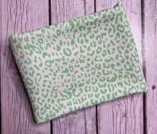 Load image into Gallery viewer, Ready to Ship Bullet fabric Mint Green Cheetah Animals makes great bows, head wraps, bummies, and more.