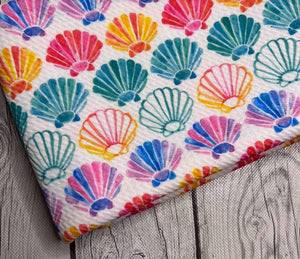 Pre-Order Watercolor Seashells Animals Bullet, DBP, Rib Knit, Cotton Lycra + other fabrics