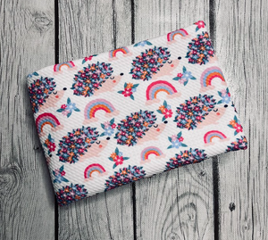 Pre-Order Floral Rainbow Porcupine Animals Girl Print Bullet, DBP, Rib Knit, Cotton Lycra + other fabrics
