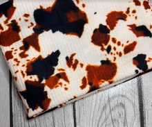 Load image into Gallery viewer, Pre-Order Cowhide Animals Western Bullet, DBP, Rib Knit, Cotton Lycra + other fabrics