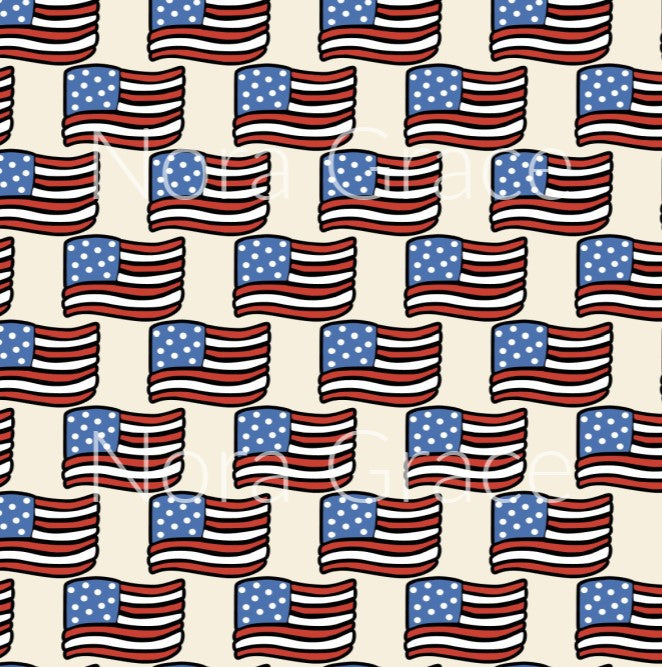 Pre-Order Fourth of July American Flags USA Bullet, DBP, Rib Knit, Cotton Lycra + other fabrics