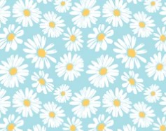 Pre-Order Baby Blue Spring Daisy Floral Bullet, DBP, Rib Knit, Cotton Lycra + other fabrics