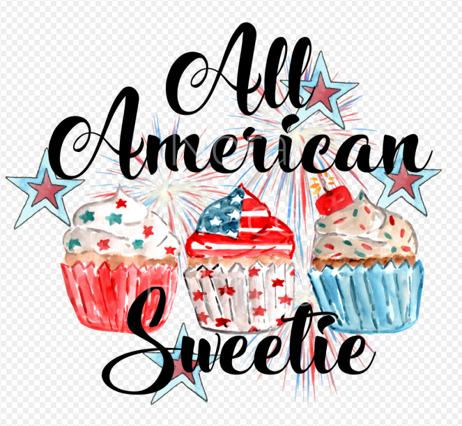 Sublimation-Fourth of July All American Sweetie Patriotic Cupcakes T-shirts, Sweatshirts, Mugs and much more!!