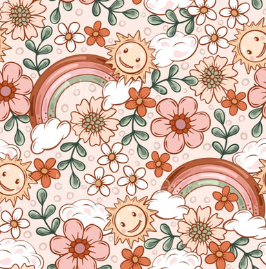Pre-Order Boho Rainbow Sunshine Floral Seasons Bullet, DBP, Rib Knit, Cotton Lycra + other fabrics