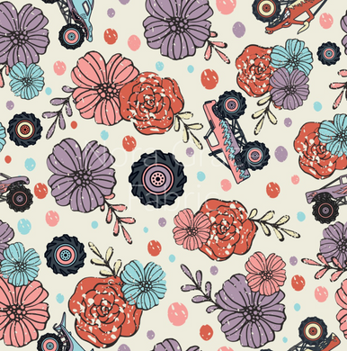 Pre-Order Floral Girly Monster Truck Bullet, DBP, Rib Knit, Cotton Lycra + other fabrics