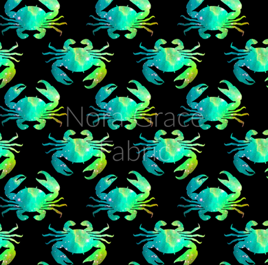 Pre-Order Neon Green Summer Crabs Animals Bullet, DBP, Rib Knit, Cotton Lycra + other fabrics