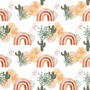 Pre-Order Boho Floral Rainbow Cactus Seasons Bullet, DBP, Rib Knit, Cotton Lycra + other fabrics
