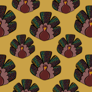 Pre-Order Mustard Turkey Fall Thanksgiving Bullet, DBP, Rib Knit, Cotton Lycra + other fabrics