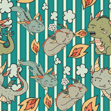 Load image into Gallery viewer, Pre-Order Striped Dragons Animals Bullet, DBP, Rib Knit, Cotton Lycra + other fabrics