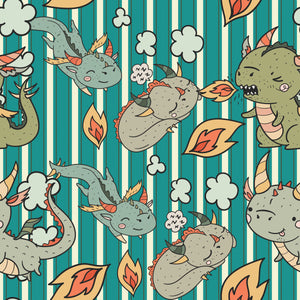 Pre-Order Striped Dragons Animals Bullet, DBP, Rib Knit, Cotton Lycra + other fabrics
