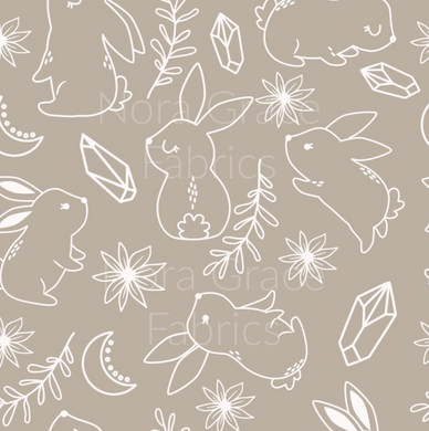 Pre-Order Beige Boho Easter Bunny Floral Bullet, DBP, Rib Knit, Cotton Lycra + other fabrics