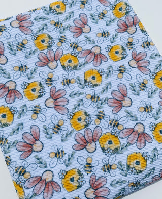 Ready to Ship Bullet fabric Boho Floral Honeybees makes great bows, head wraps, bummies, and more.