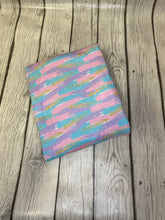 Load image into Gallery viewer, Ready to Ship DBP Fabric Pastel Brushstrokes w/Faux Glitter Girl Print makes great bows, head wraps, bummies, and more.