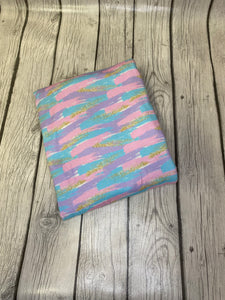 Ready to Ship DBP Fabric Pastel Brushstrokes w/Faux Glitter Girl Print makes great bows, head wraps, bummies, and more.