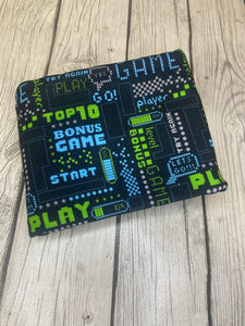 Ready to Ship French Terry Video Game Quotes Boy Print makes great bows, head wraps, bummies, and more.