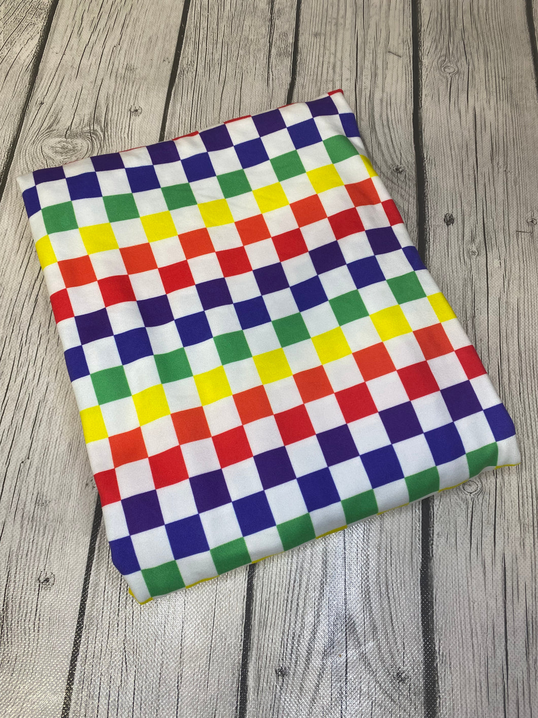 Ready to Ship DBP Fabric Vans Inspired Rainbow Checkered Shapes Brands makes great bows, head wraps, bummies, and more.