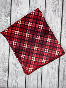 Ready to Ship Velvet Christmas Ombré Red Plaid Shapes makes great bows, head wraps, bummies, and more.