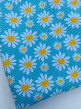 Load image into Gallery viewer, Ready to Ship Bullet fabric Heart Shaped Daisy Floral makes great bows, head wraps, bummies, and more.