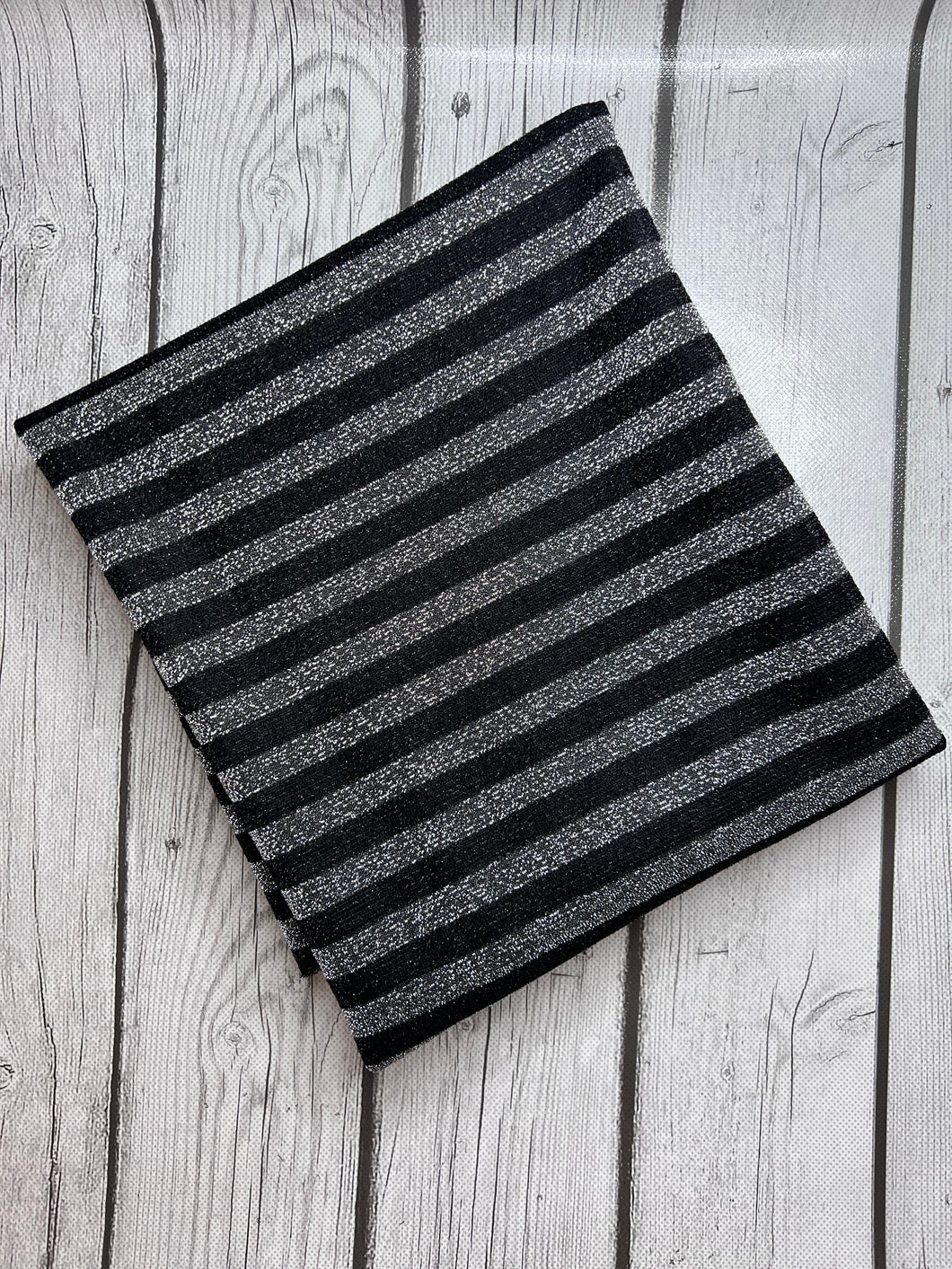 Ready to Ship Poly Stretch Fabric Black Silver Stripe makes great bows, head wraps, and more, Other