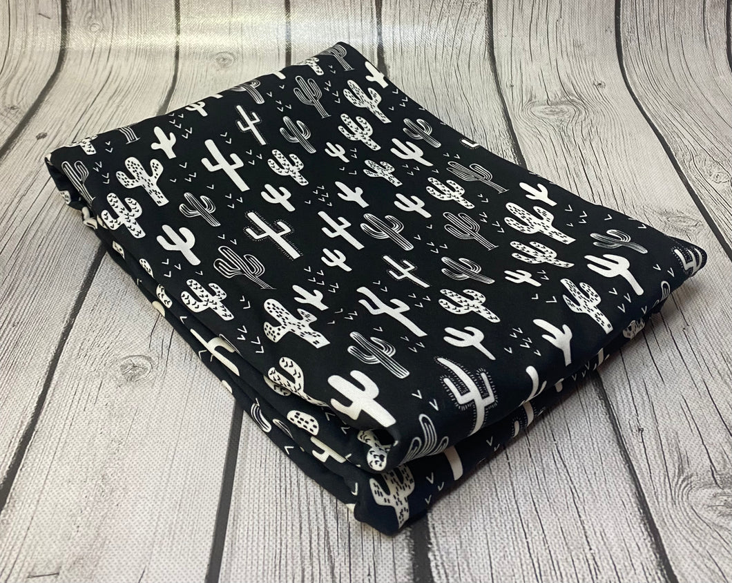 Pre-Order Bullet, DBP, Velvet and Rib Knit fabric Black and White Cactus Floral makes great bows, head wraps, bummies, and more.
