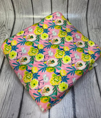 Ready to Ship DBP fabric White and Yellow Floral w/Pink makes great bows, head wraps, bummies, and more.