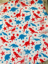 Load image into Gallery viewer, Ready to Ship Distressed Fourth of July Dinosaurs makes great bows, head wraps, bummies, and more.