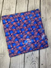 Load image into Gallery viewer, Pre-Order Bullet, DBP, Velvet and Rib Knit fabric Fourth of July American Flag makes great bows, head wraps, bummies, and more.