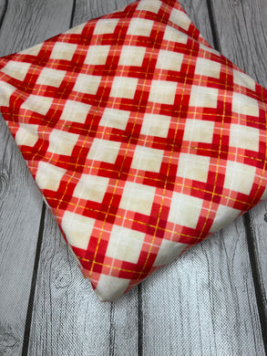 Ready to Ship Velvet Christmas Red Tan Plaid Shapes makes great bows, head wraps, bummies, and more.