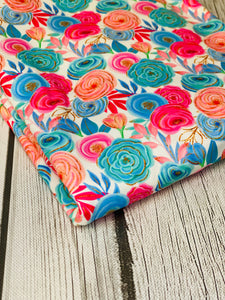 Pre-Order Bullet, DBP, Velvet and Rib Knit fabric Spring Roses Poppies Floral makes great bows, head wraps, bummies, and more.