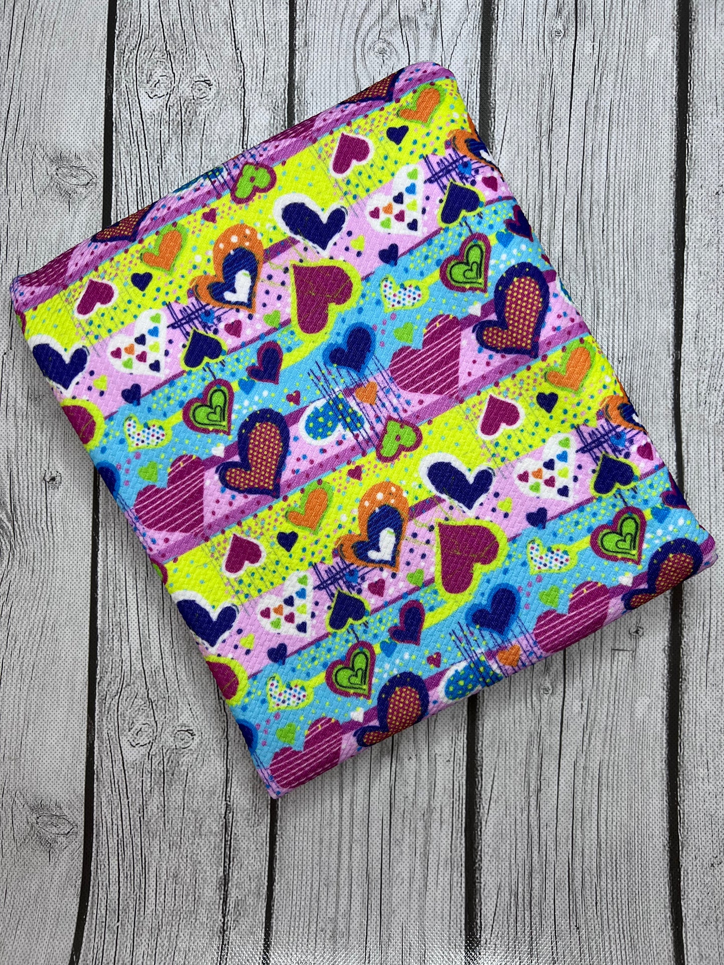 Ready to Ship Bullet 90s Doodle Heart Shapes makes great bows, head wraps, bummies, and more.